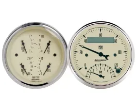 AutoMeter GAUGE KIT; 2 PC.; QUAD/TACH/SPEEDO; 3 3/8in.; ANTIQUE BEIGE