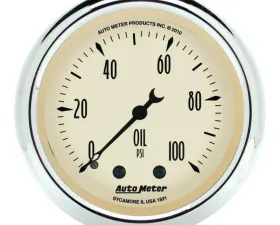 AutoMeter GAUGE; OIL PRESS; 2 1/16in.; 100PSI; MECH; ANTIQUE BEIGE