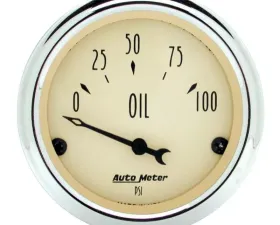 AutoMeter GAUGE; OIL PRESS; 2 1/16in.; 100PSI; ELEC; ANTIQUE BEIGE