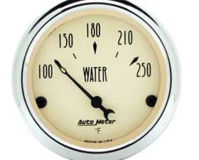 AutoMeter GAUGE; WATER TEMP; 2 1/16in.; 250deg.F; ELEC; ANTIQUE BEIGE