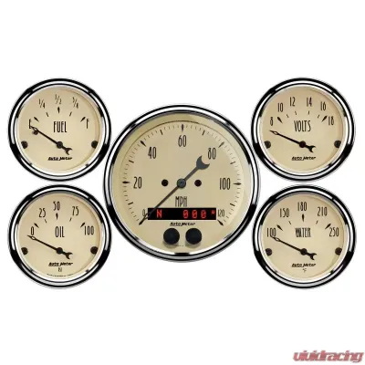 AutoMeter GAUGE KIT; 5 PC.; 3 3/8in./2 1/16in.; GPS SPEEDOMETER; ANTIQUE BEIGE - 1850