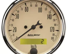 AutoMeter GAUGE; SPEEDOMETER; 3 1/8in.; 190KM/H; ELEC. PROG. W/LCD ODO; ANTIQUE BEIGE