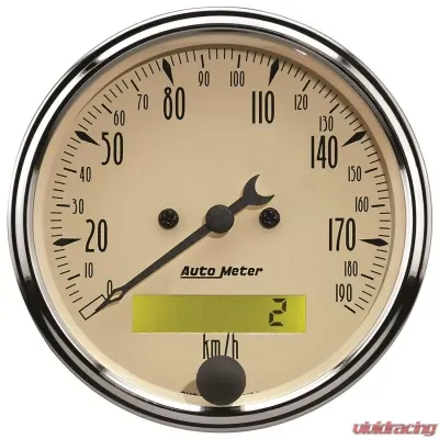 AutoMeter GAUGE; SPEEDOMETER; 3 1/8in.; 190KM/H; ELEC. PROG. W/LCD ODO; ANTIQUE BEIGE - 1887-M