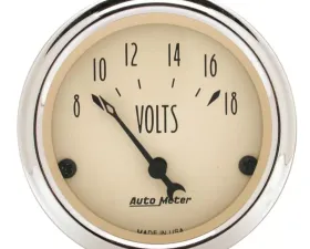 AutoMeter GAUGE; VOLTMETER; 2 1/16in.; 18V; ELEC; ANTIQUE BEIGE