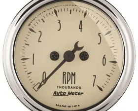 AutoMeter GAUGE; TACHOMETER; 2 1/16in.; 7K RPM; IN-DASH; ANTIQUE BEIGE
