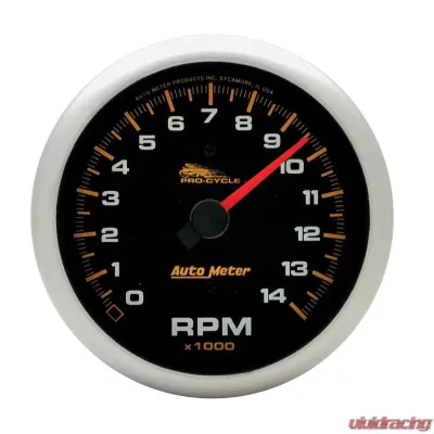 AutoMeter GAUGE; TACH; 3 3/4in.; 14K RPM; 2/4 CYLINDER; BLACK; PRO-CYCLE - 19231