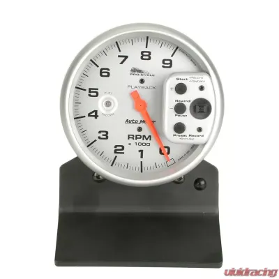 AutoMeter GAUGE; TACH; 5in.; 9K RPM; PEDESTAL W/RPM PLAYBACK; SILVER; PRO-CYCLE - 19264