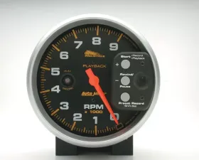 AutoMeter GAUGE; TACH; 5in.; 9K RPM; PEDESTAL W/RPM PLAYBACK; BLACK; PRO-CYCLE