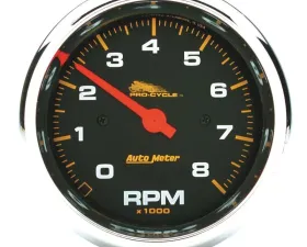 AutoMeter GAUGE; TACH; 3 3/4in.; 8K RPM; 2/4 CYLINDER; BLACK; PRO-CYCLE