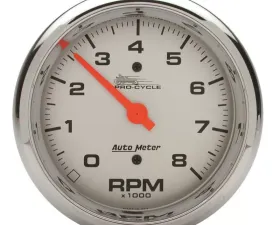 AutoMeter GAUGE; TACH; 3 3/4in.; 8K RPM; 2/4 CYLINDER; SILVER; PRO-CYCLE