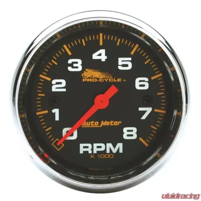 AutoMeter GAUGE; TACH; 2 5/8in.; 8K RPM; 2/4 CYLINDER; BLACK; PRO-CYCLE - 19304