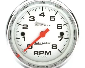 AutoMeter GAUGE; TACH; 2 5/8in.; 8K RPM; 2/4 CYLINDER; WHITE; PRO-CYCLE