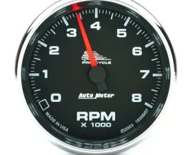 AutoMeter GAUGE; TACH; 2 5/8in.; 8K RPM; 2/4 CYLINDER; BLACK; PRO-CYCLE
