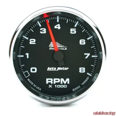AutoMeter GAUGE; TACH; 2 5/8in.; 8K RPM; 2/4 CYLINDER; BLACK; PRO-CYCLE - 19306