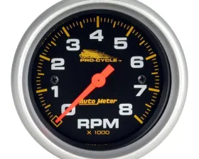 AutoMeter GAUGE; TACH; 2 5/8in.; 8K RPM; 2/4 CYLINDER; BLACK; PRO-CYCLE