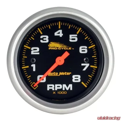 AutoMeter GAUGE; TACH; 2 5/8in.; 8K RPM; 2/4 CYLINDER; BLACK; PRO-CYCLE - 19324