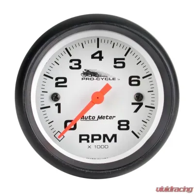 AutoMeter GAUGE; TACH; 2 5/8in.; 8K RPM; 2/4 CYLINDER; WHITE; PRO-CYCLE - 19325