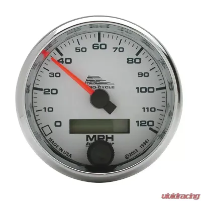AutoMeter GAUGE; SPEEDO; 2 5/8in.; 120 MPH; ELEC; WHITE; PRO-CYCLE - 19341
