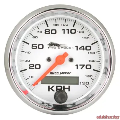 AutoMeter GAUGE; SPEEDO; 3 3/4in.; 120 MPH; ELEC; WHITE; PRO-CYCLE - 19351