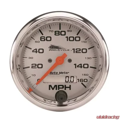 AutoMeter GAUGE; SPEEDO; 3 3/4in.; 160 MPH; ELEC; SILVER; PRO-CYCLE - 19356