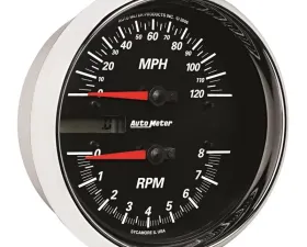 AutoMeter GAUGE; TACH/SPEEDO; 4 1/2in.; 8K RPM/120 MPH; BLACK; PRO-CYCLE