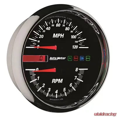 AutoMeter GAUGE; TACH/SPEEDO; 4 1/2in.; 8K RPM/120 MPH; BLACK; PRO-CYCLE - 19466