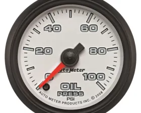 AutoMeter GAUGE; OIL PRESSURE; 2 1/16in.; 100PSI; DIGITAL STEPPER MOTOR; WHITE; PRO-CYCLE
