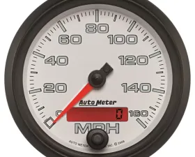 AutoMeter GAUGE; SPEEDOMETER; 3 3/8in.; 160MPH; ELEC. PROGRAMMABLE; WHITE; PRO-CYCLE