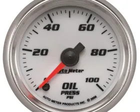 AutoMeter GAUGE; OIL PRESSURE; 2 1/16in.; 100PSI; DIGITAL STEPPER MOTOR; WHITE; PRO-CYCLE