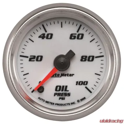 AutoMeter GAUGE; OIL PRESSURE; 2 1/16in.; 100PSI; DIGITAL STEPPER MOTOR; WHITE; PRO-CYCLE - 19752