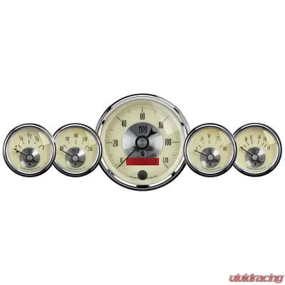 AutoMeter GAUGE KIT; 5 PC.; 3 3/8in./2 1/16in.; ELEC. SPEEDO W/LCD ODO; PRESTIGE ANTQ. IVO - 2000