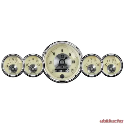 AutoMeter GAUGE KIT; 5 PC; 3 3/8in./2 1/16in.; ELEC SPEEDO W/WHEEL ODO; PRESTIGE ANTQ. IVO - 2002