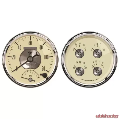 AutoMeter GAUGE KIT; 2 PC.; QUAD/TACH/SPEEDO; 5in.; PRESTIGE ANTQ. IVORY - 2004