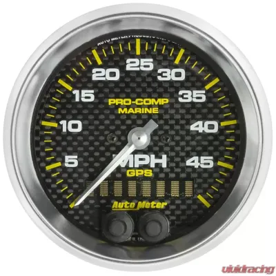 AutoMeter GAUGE; SPEEDOMETER; 3 3/8in.; 50MPH; GPS; MARINE CARBON FIBER - 200635-40