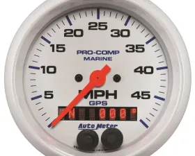 AutoMeter GAUGE; SPEEDOMETER; 3 3/8in.; 50MPH; GPS; MARINE WHITE