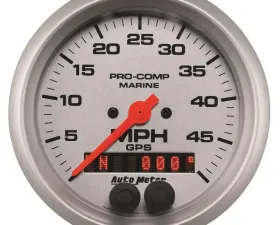 AutoMeter GAUGE; SPEEDOMETER; 3 3/8in.; 50MPH; GPS; MARINE SILVER