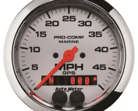 AutoMeter GAUGE; SPEEDOMETER; 3 3/8in.; 50MPH; GPS; MARINE CHROME