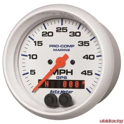 AutoMeter GAUGE; SPEEDOMETER; 3 3/8in.; 50MPH; GPS; MARINE WHITE - 200635