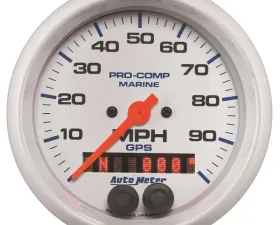 AutoMeter GAUGE; SPEEDOMETER; 3 3/8in.; 100MPH; GPS; MARINE WHITE