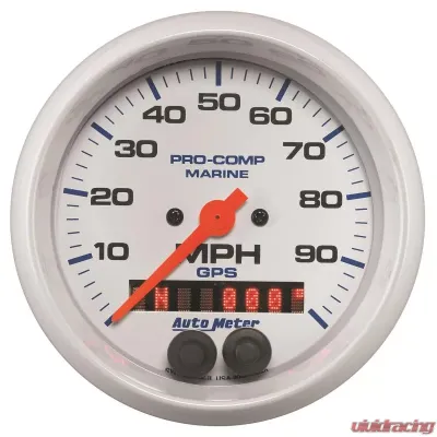 AutoMeter GAUGE; SPEEDOMETER; 3 3/8in.; 100MPH; GPS; MARINE WHITE - 200636