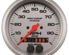 AutoMeter GAUGE; SPEEDOMETER; 3 3/8in.; 100MPH; GPS; MARINE SILVER