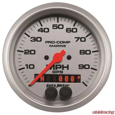 AutoMeter GAUGE; SPEEDOMETER; 3 3/8in.; 100MPH; GPS; MARINE SILVER - 200636-33