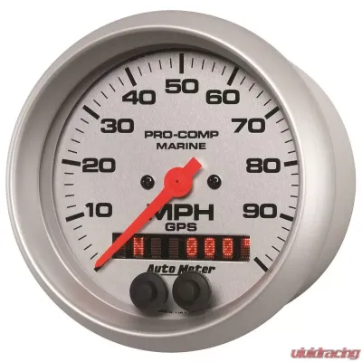 AutoMeter GAUGE; SPEEDOMETER; 3 3/8in.; 100MPH; GPS; MARINE SILVER - 200636-33