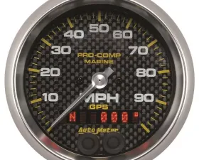 AutoMeter GAUGE; SPEEDOMETER; 3 3/8in.; 100MPH; GPS; MARINE CARBON FIBER