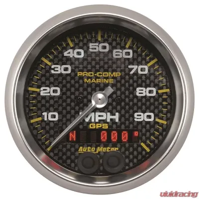 AutoMeter GAUGE; SPEEDOMETER; 3 3/8in.; 100MPH; GPS; MARINE CARBON FIBER - 200636-40
