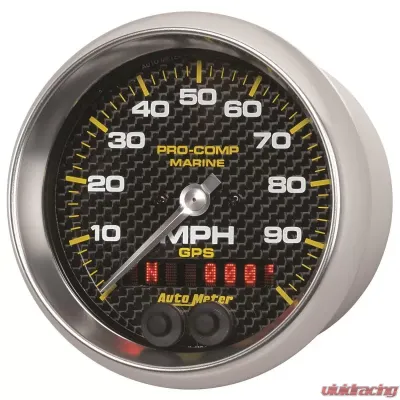 AutoMeter GAUGE; SPEEDOMETER; 3 3/8in.; 100MPH; GPS; MARINE CARBON FIBER - 200636-40