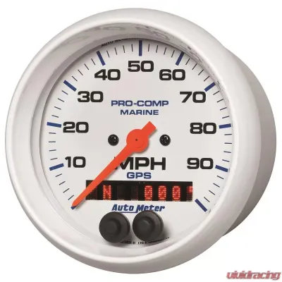 AutoMeter GAUGE; SPEEDOMETER; 3 3/8in.; 100MPH; GPS; MARINE WHITE - 200636