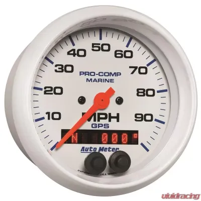 AutoMeter GAUGE; SPEEDOMETER; 3 3/8in.; 100MPH; GPS; MARINE WHITE - 200636