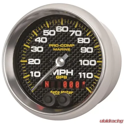 AutoMeter GAUGE; SPEEDOMETER; 3 3/8in.; 120MPH; GPS; MARINE CARBON FIBER - 200637-40
