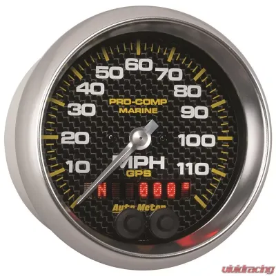 AutoMeter GAUGE; SPEEDOMETER; 3 3/8in.; 120MPH; GPS; MARINE CARBON FIBER - 200637-40